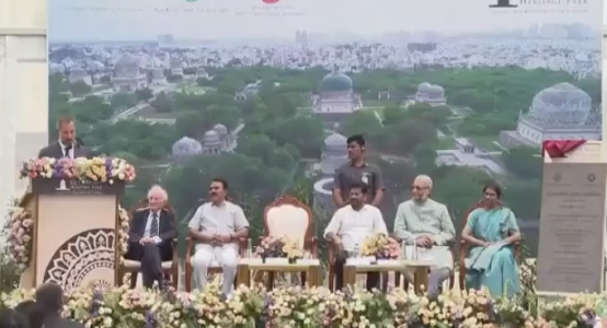 Prince Rahim Aga Khan addressing the guests at the inauguration of the Qutb Shahi Heritage Park, Hyderabad   2024-07-28